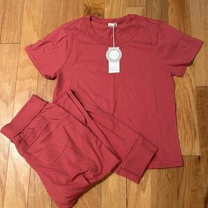 Skin Worldwide Set Small Size 1 Rose Blush Joggers TShirt Tee NWT Organic